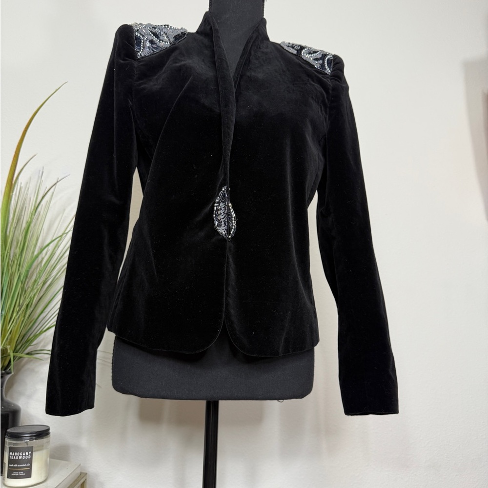 Kasper Black Velvet Women's Blazer with Silver Accents